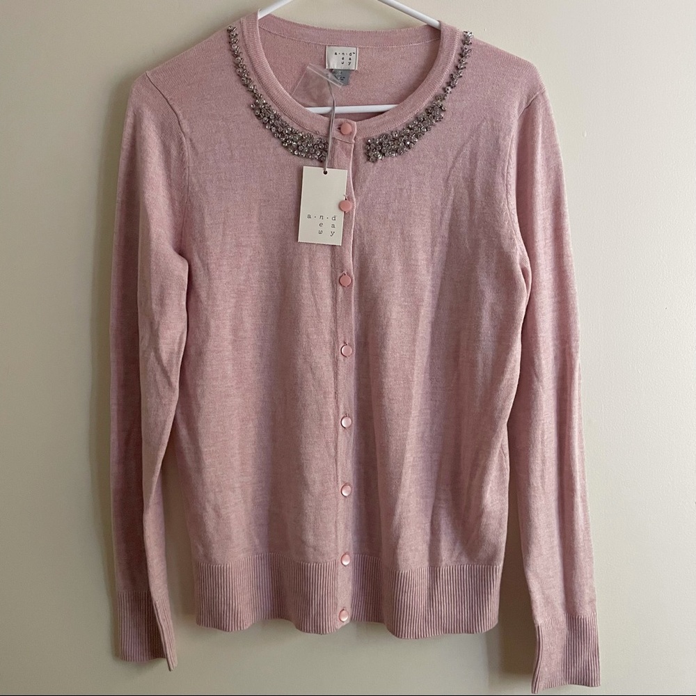 NWT A New Day Women’s size Small button front cardigan with embellished neckline